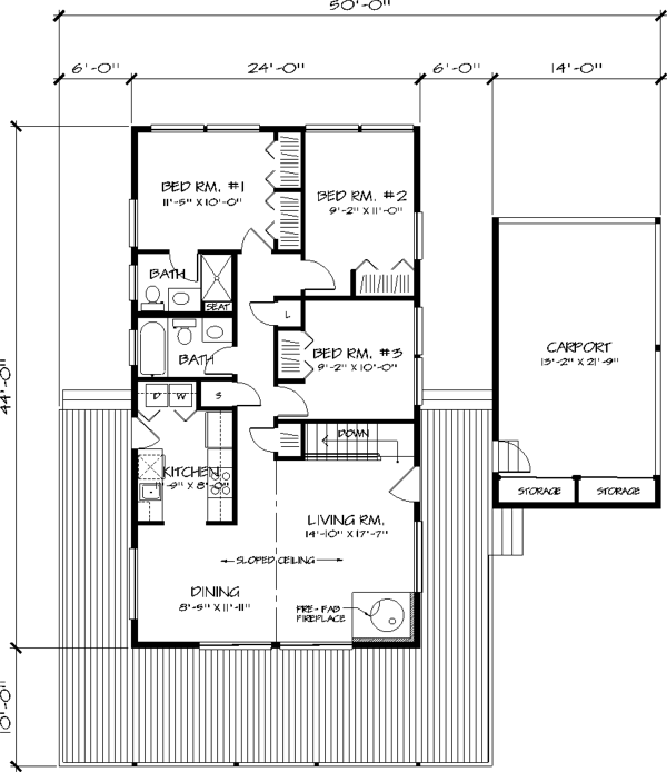 The Beachcomber 1365 3 Bedrooms And 2 5 Baths The House Designers